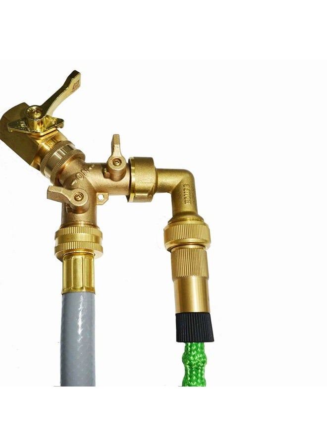 HQMPC Garden Hose Y Valve Connectors Brass Hose Splitter with Solid Brass Handle Brass Y Valve Water Garden Hose Adapter 2 Way Y Valve 3/4" GHT Thread Extra 4 Presure washers (1) - Image 5
