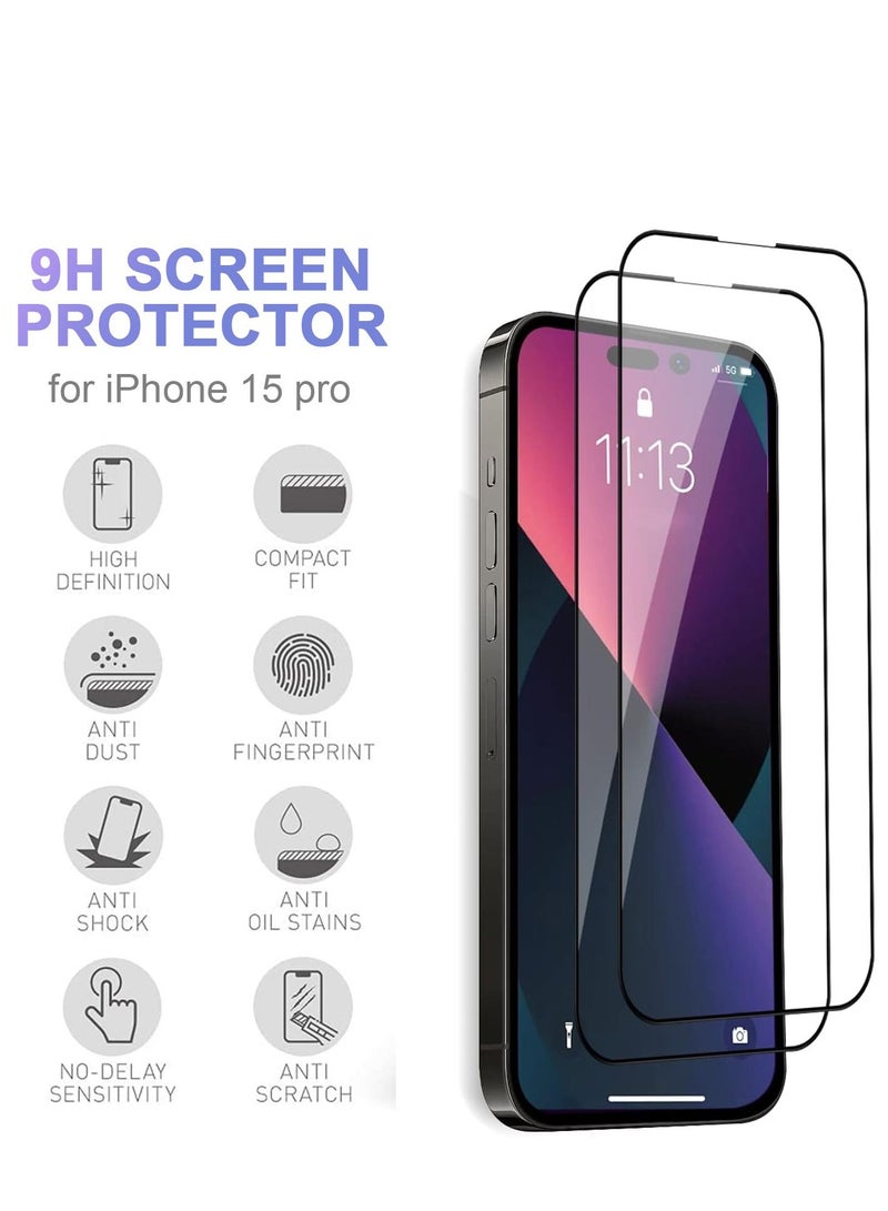 TLAXCA 4 in 1 for iPhone 15 Pro Case, Drop Protection, iPhone 15 Pro Clear Cover with 2 x Tempered Glass Screen Protector 1 x Universal Cell Phone Lanyard Air-Guard Corners Hard Acrylic Back - Image 5
