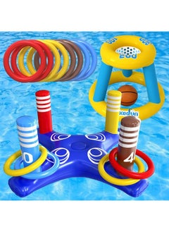 Max Fun Pool Floats Toys Games Set Floating Basketball Hoop Inflatable Cross Ring Toss Pool Game Toys For Kids Adults Swimming Pool Water Game  - Image 2