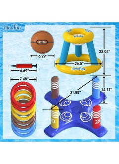 Max Fun Pool Floats Toys Games Set Floating Basketball Hoop Inflatable Cross Ring Toss Pool Game Toys For Kids Adults Swimming Pool Water Game  - Image 3