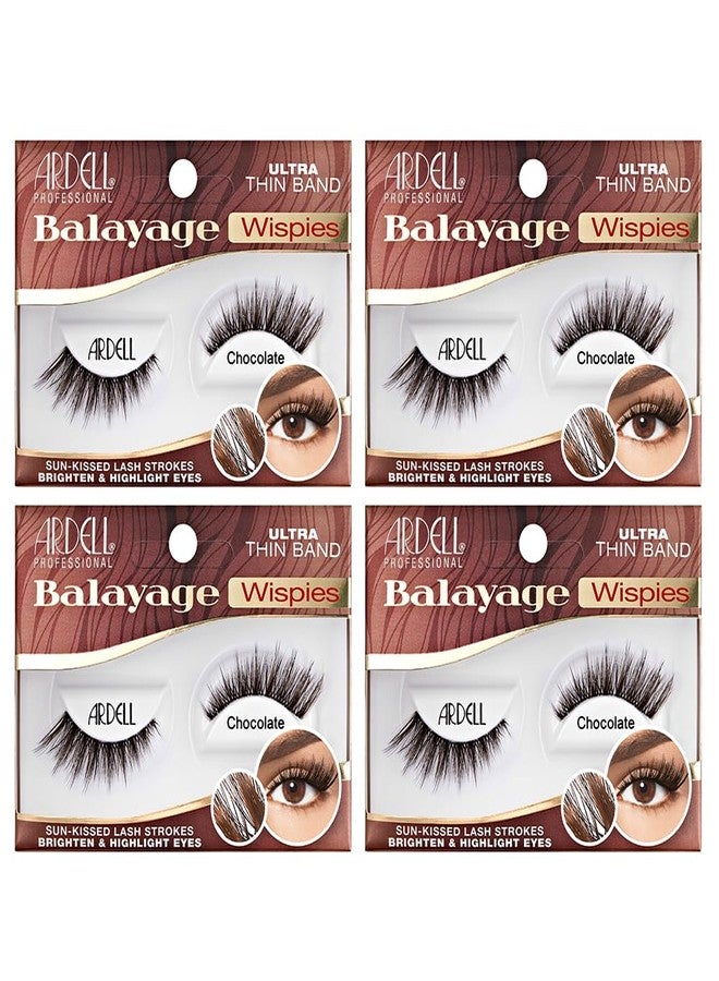 Ardell Balayage Wispies False Eyelashes - Chocolate, Ultra Thin Band for Natural, Wispy Volume, Long-Lasting, Comfortable Wear Lashes, 4-Pack - Image 1