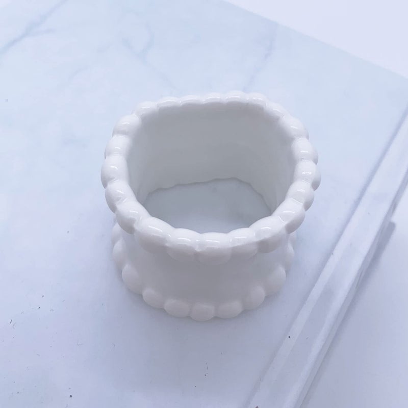 QIAOIDEA Porcelain Napkin Rings Beaded Napkin Rings for Valentine's Day  Pack 4 Bead Side Serviette Ring Buckles Round Cloth Napkin Bands for Dinner Parties  Weddings Receptions  Family Gatherings - Image 4