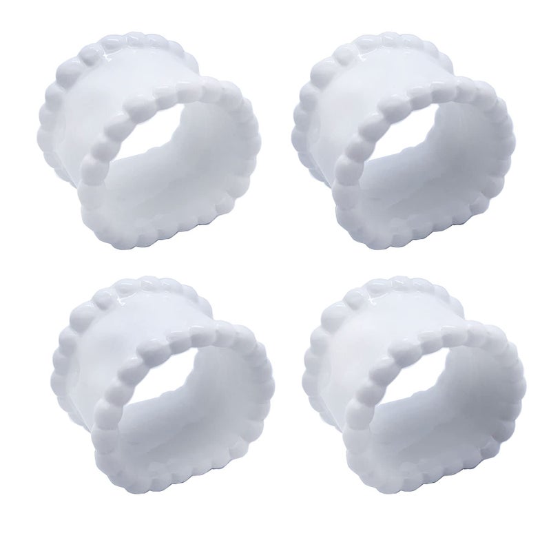 QIAOIDEA Porcelain Napkin Rings Beaded Napkin Rings for Valentine's Day  Pack 4 Bead Side Serviette Ring Buckles Round Cloth Napkin Bands for Dinner Parties  Weddings Receptions  Family Gatherings - Image 1