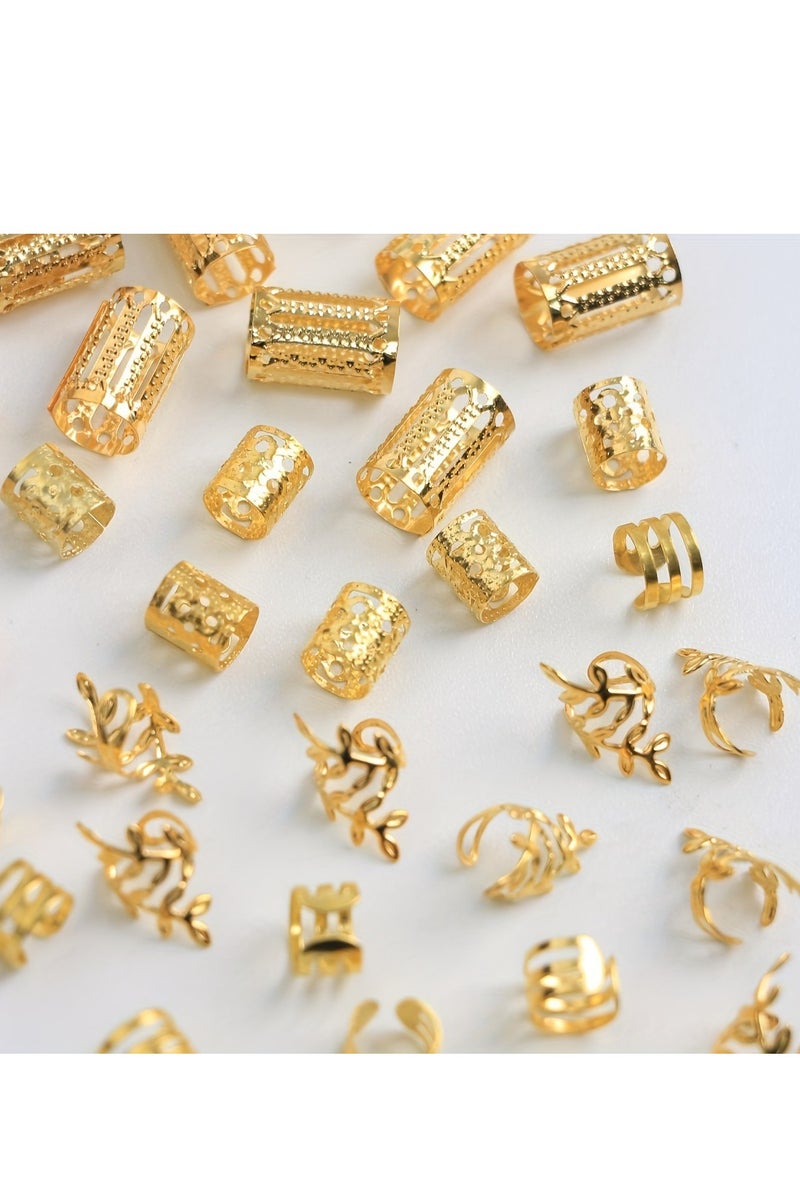 Dark Horse 40PCS Gold Simple Fashion Metal Hollow Braid Ring - Image 4