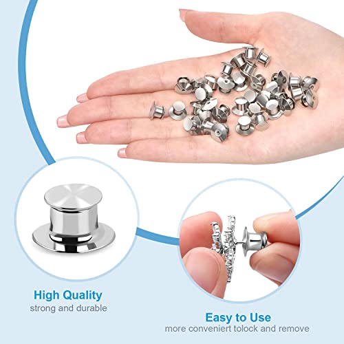 NANMOTUE 40PCS Locking Pin Back Locking Pin Keeper Clasp, Metal Pin Backing for Brooch Enamel Lapel Pin Lock - Image 3