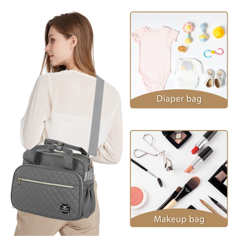 Gogoso Crossbody Small Diaper Bag, Cute Mini Baby Diaper Tote Bags with Insulated Pockets for Traveling Outdoor Parent,Gray - Image 3
