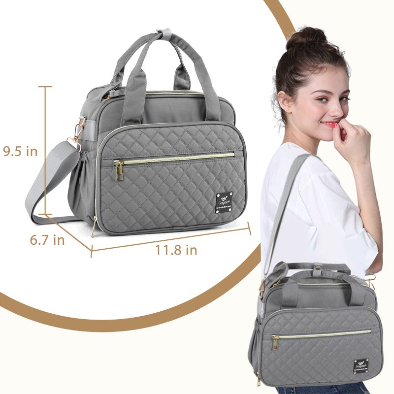 Gogoso Crossbody Small Diaper Bag, Cute Mini Baby Diaper Tote Bags with Insulated Pockets for Traveling Outdoor Parent,Gray - Image 5