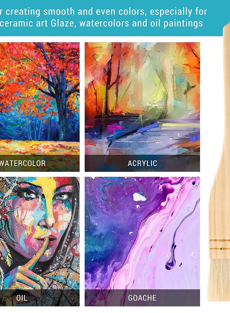 Zikra FlatBrushes Set, Sheep Hair Bristles, Ideal for Watercolor, Ceramic, Pottery Painting, 1 Inch, 2 Inch, 3 Inch - Pack of 6 - Image 4