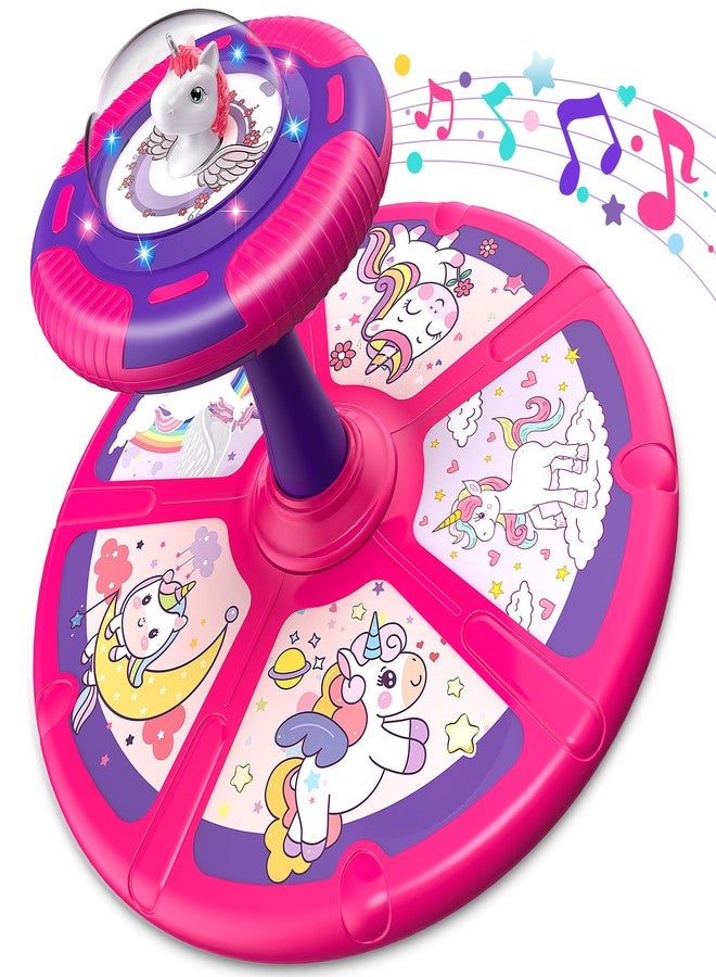 Flooyes Unicorn Sit and Spin Toys for Toddlers Girls 2 Years Old, Christmas Birthday Gifts for 1 2 3 4, with LED and Music, 360° Spin - Image 1