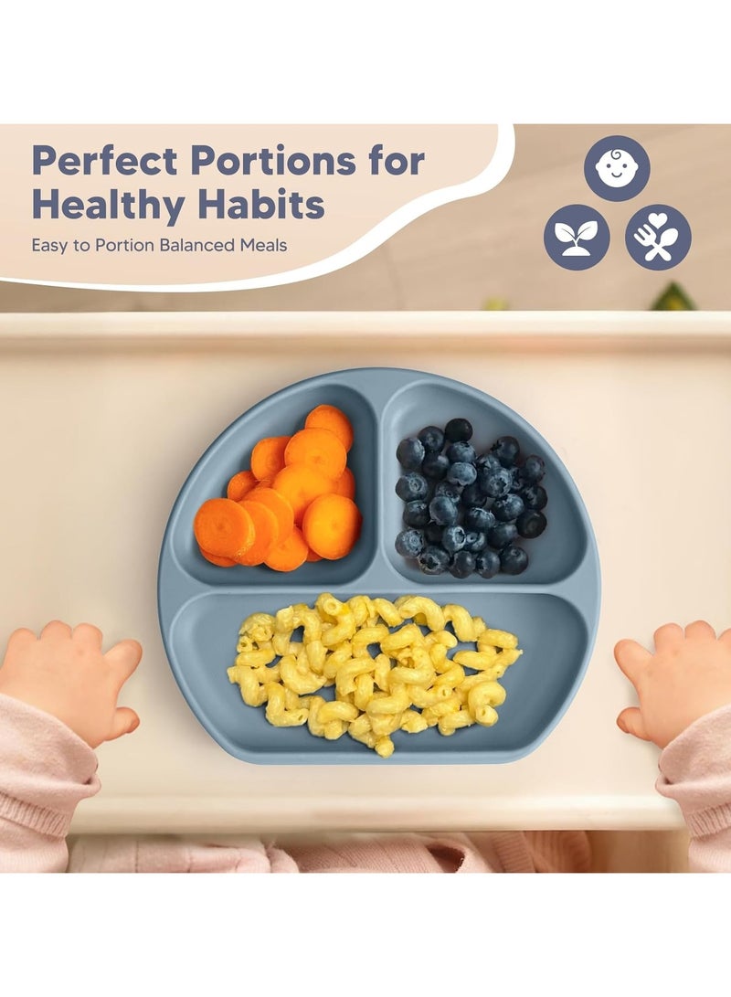 WinRise 6 Pcs No-Spill Silicone Feeding Set: Strong Suction Plate & Bowl, Self-Feeding Utensils, Bibs, Cup | Food Grade BPA-Free Toddler Essentials 6m+ - Image 4