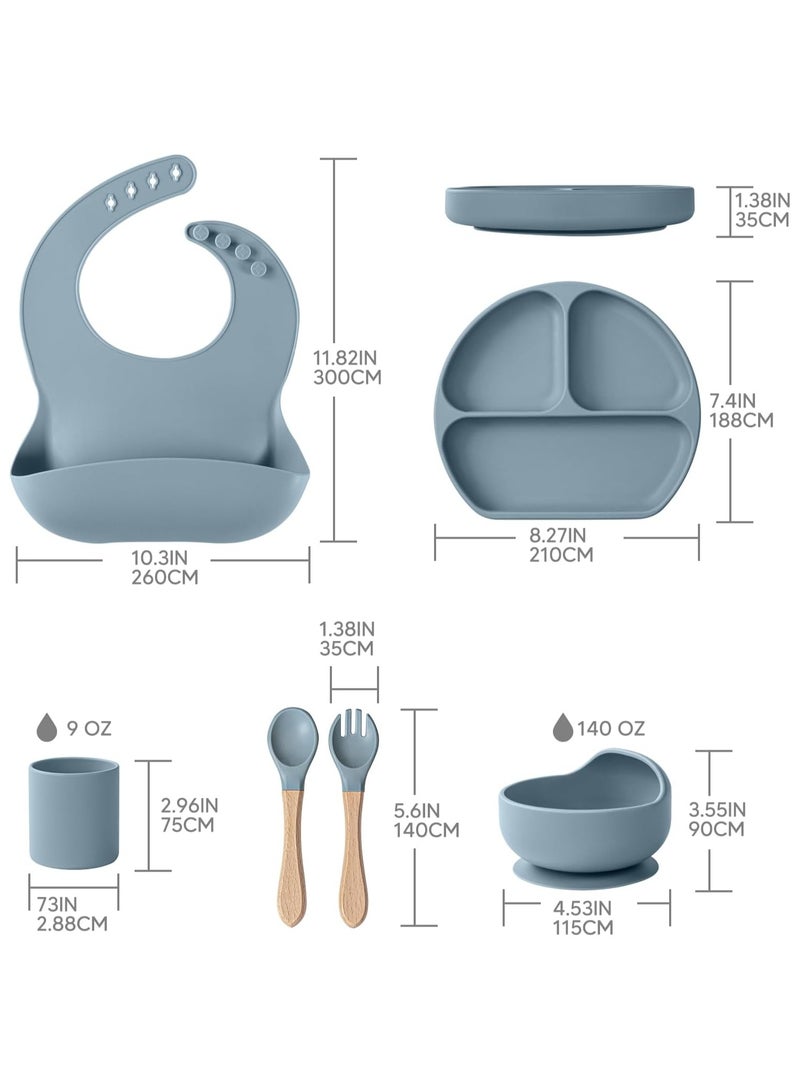 WinRise 6 Pcs No-Spill Silicone Feeding Set: Strong Suction Plate & Bowl, Self-Feeding Utensils, Bibs, Cup | Food Grade BPA-Free Toddler Essentials 6m+ - Image 2