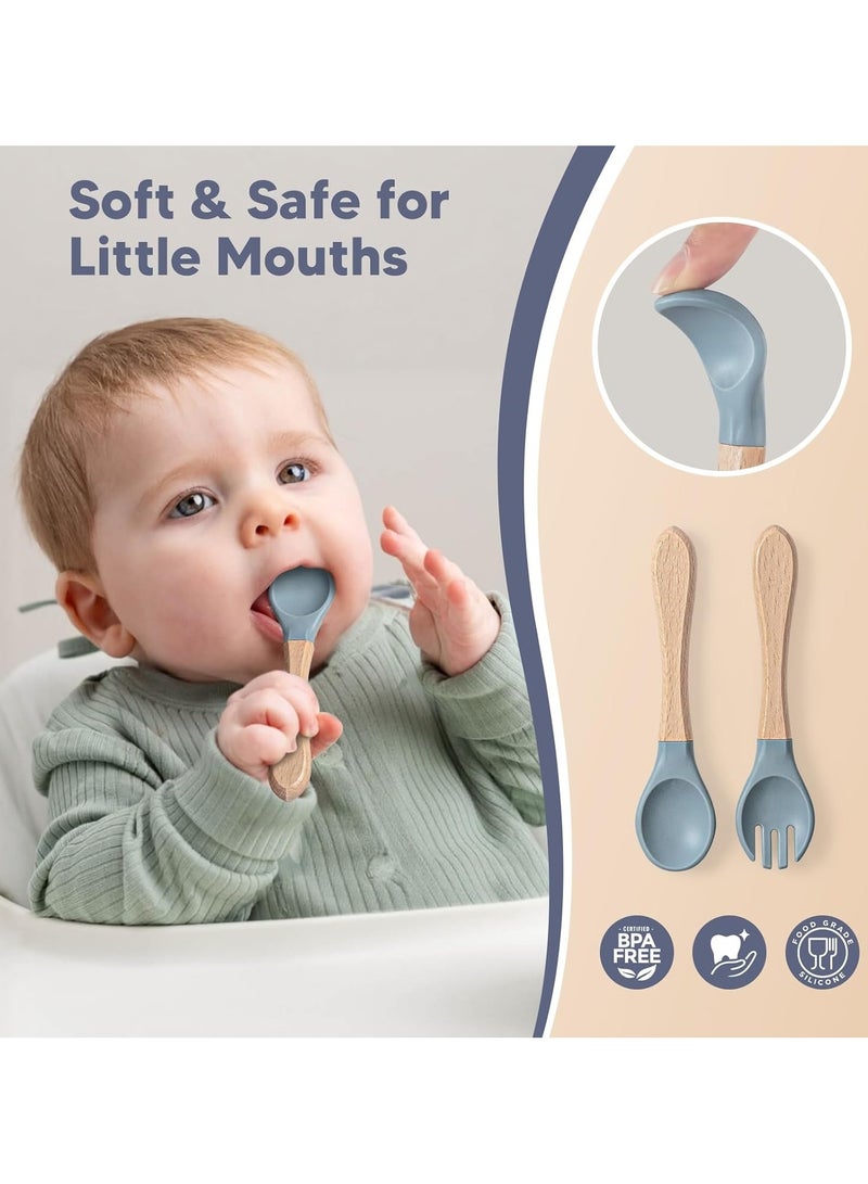 WinRise 6 Pcs No-Spill Silicone Feeding Set: Strong Suction Plate & Bowl, Self-Feeding Utensils, Bibs, Cup | Food Grade BPA-Free Toddler Essentials 6m+ - Image 5