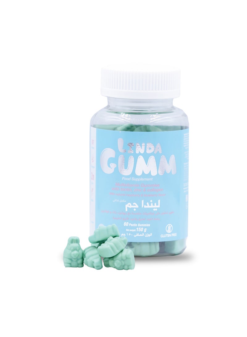 سوليندا لينداجم بيوتين 500 ميكروغرام مع فيتامينات بنكهة التوت الأزرق والتوت الأحمر 60 قطعة جيلاتينية - Image 1