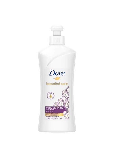 Dove Beautiful Curls Leave In infused with Aloe Vera & Jojoba Oil, to nourish your curls and lock in moisture without weighing it down, for 72 hours frizz free 300ml
