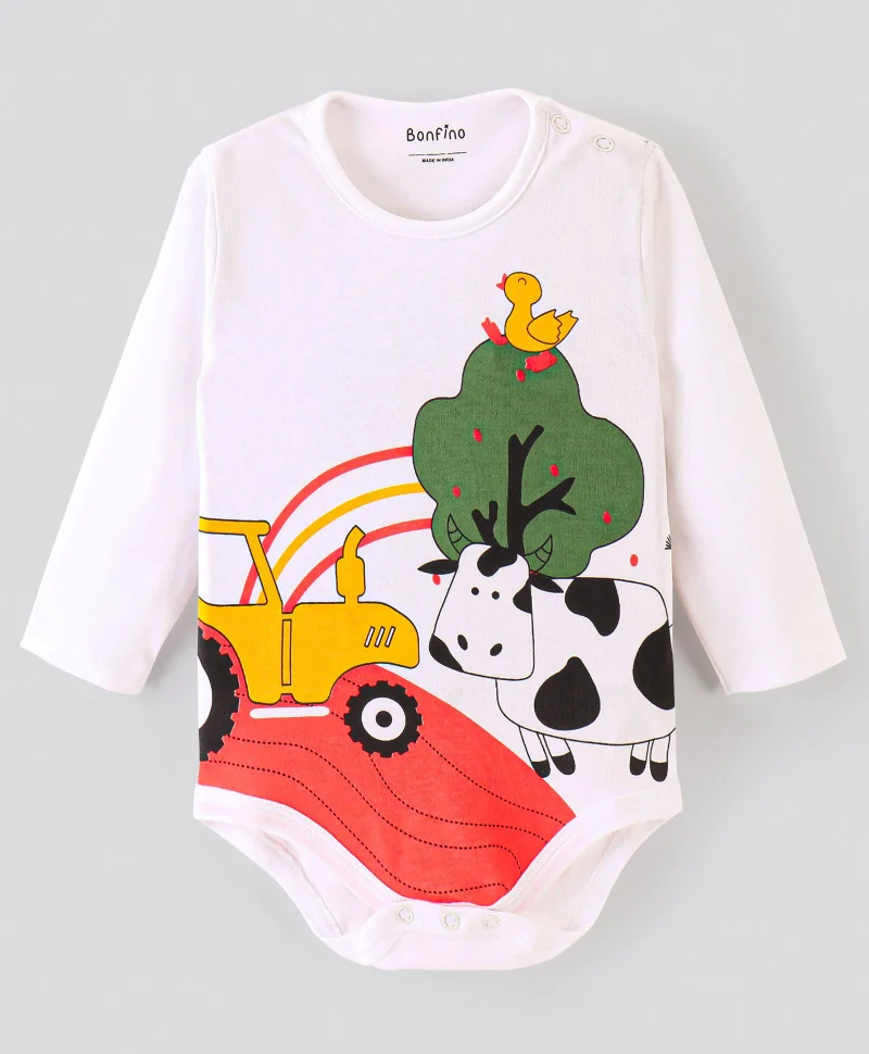 Bonfino Bonfino 5-Pack Farm Graphic Full Sleeves Onesies - Multicolor