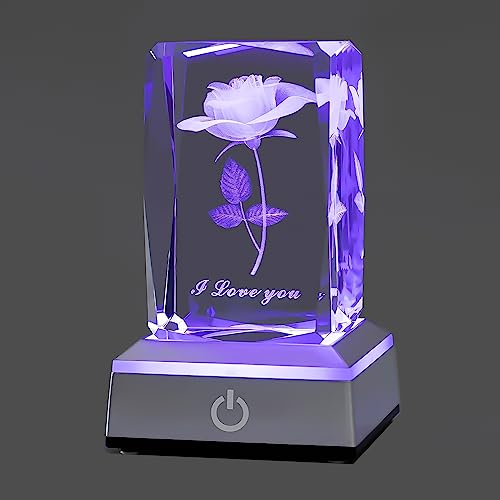 hochance 3D Rose Crystal Night Lamp with Adjustable LED Multicolor Lights for Girlfriend, Wife - Valentine's Day, Anniversary,Birthday Presents, Christmas Gifts for Her - Image 1