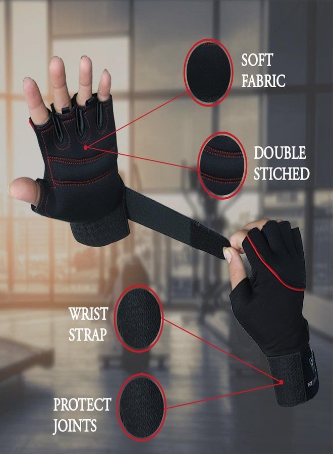 STYLERA Extra Soft Neoprene Lycra Wrist Palm Support Gym Workout Exercise Weight Lifting Training Fitness Hanging Pull Ups Gloves (Black, Pack of 1 Pair) - Image 5