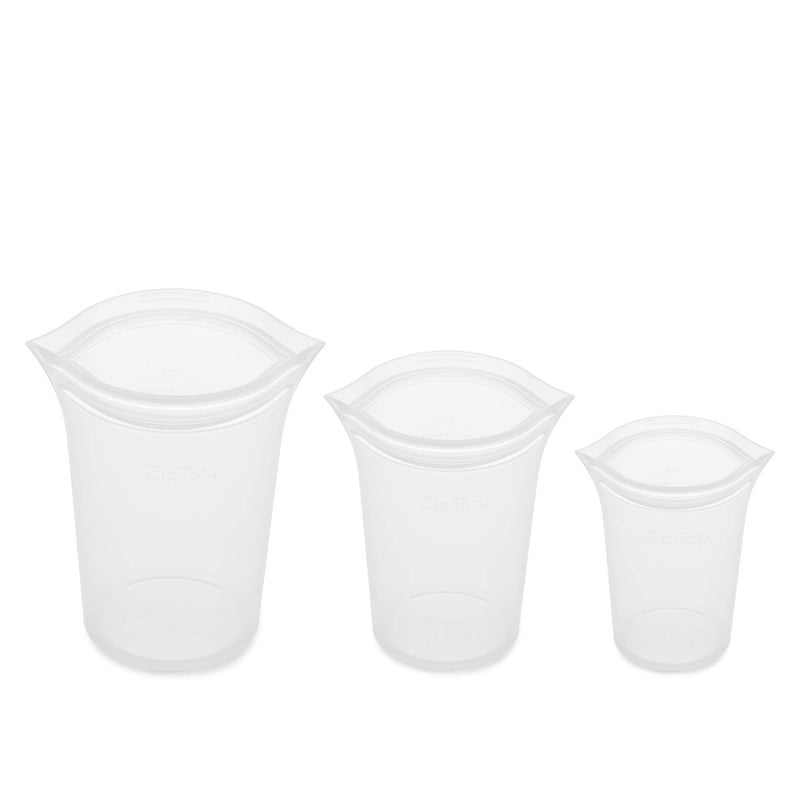 Zip Top Reusable Food Storage Bags | 3 Cup Set [Frost] | Silicone Meal Prep Container | Microwave, Dishwasher and Freezer Safe | Made in the USA - Image 2