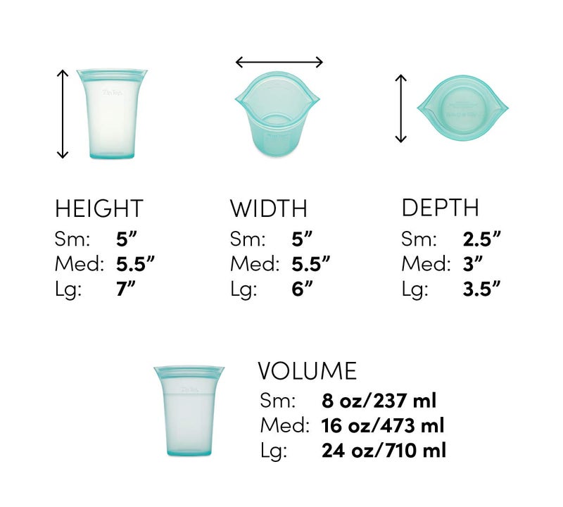 Zip Top Reusable Food Storage Bags | 3 Cup Set [Frost] | Silicone Meal Prep Container | Microwave, Dishwasher and Freezer Safe | Made in the USA - Image 4