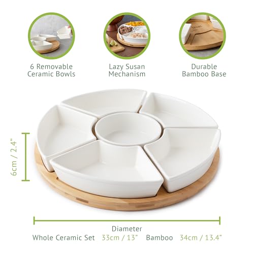Chef Tacos Ceramic Taco Serving Platter - Divided Serving Tray for Taco Tuesday Lazy Susan Taco Bar - Chip and Dip Serving Set for Party - Appetizer Serving Tray for Salsa, Snacks (13 in) - Image 2