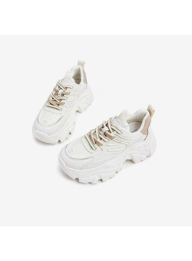 Tata Dad Shoes Women's Casual Shoes Thick-soled Heightening Shoes Summer Sneakers White Size 36 - Image 1
