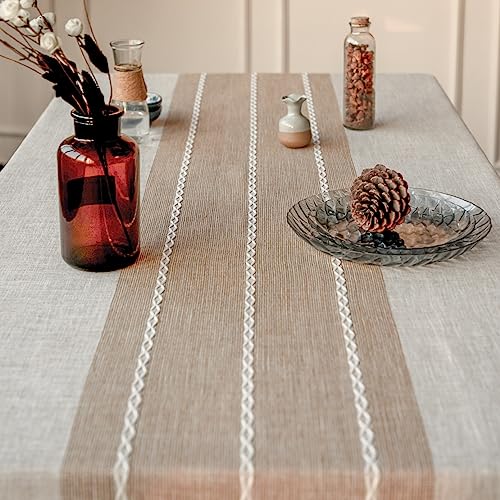 DEEPDREAM Deep Dream Tablecloths, 55 x 86 Inch Waterproof Table Cloth, Linens Wrinkle Free Anti-Fading, Rustic Table Cover Decoration for Kitchen Dinning Christmas (Rectangle/Oblong,6-8 Seats, Light Coffee) - Image 3