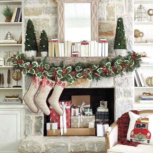 Supvox® Christmas Tree Decoration, 175cm Classic Holly Ornament, Realistic Holly Decorative Strip for Christmas Home Decor, Xmas Wreath, Wall, Window, Door - Image 4