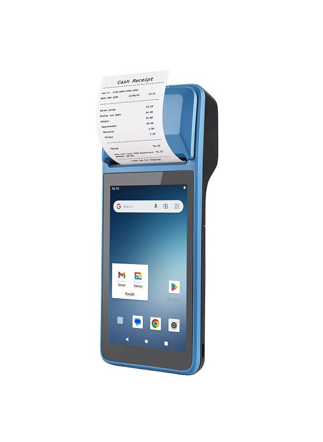 Generic - Handheld Android 11 POS Receipt Printer PDA Terminal Support 1D 2D Barcode Scanning and NFC Card Reading 4G WiFi BT Communication with 5.0 Inch Touchscreen 58mm Width Thermal Label Printing - Image 1