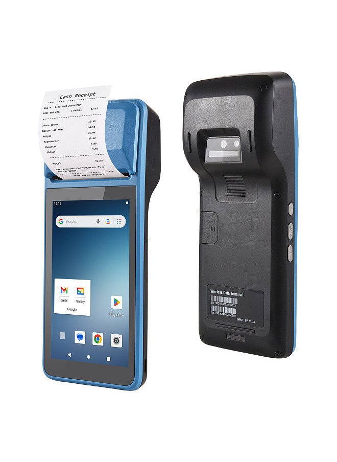 Generic - Handheld Android 11 POS Receipt Printer PDA Terminal Support 1D 2D Barcode Scanning and NFC Card Reading 4G WiFi BT Communication with 5.0 Inch Touchscreen 58mm Width Thermal Label Printing - Image 1