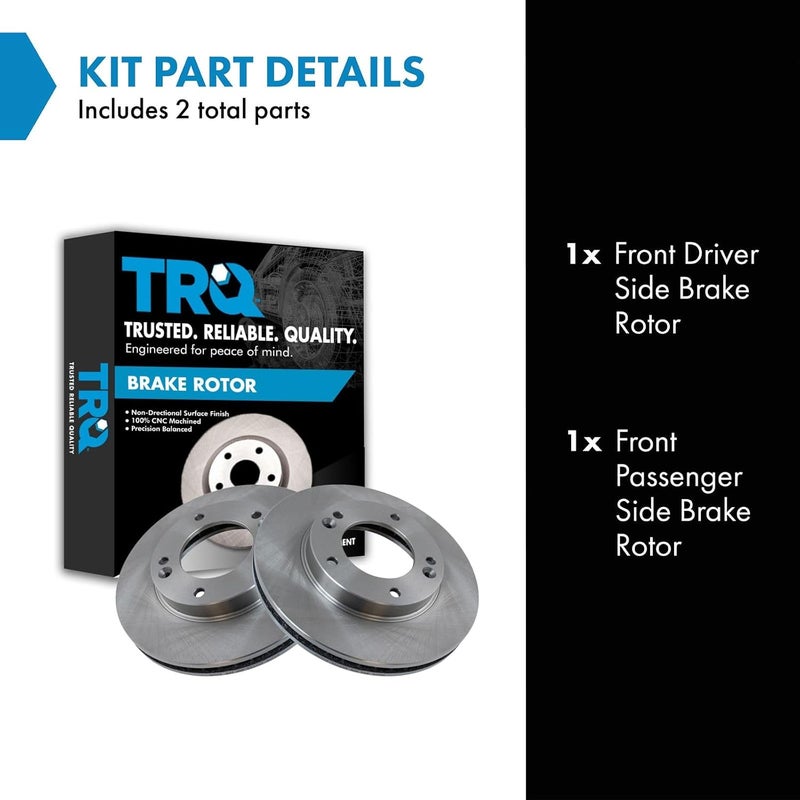 TRQ Front Brake Rotors Set Vented Compatible with 2003-2006 Kia Sorento - Image 2