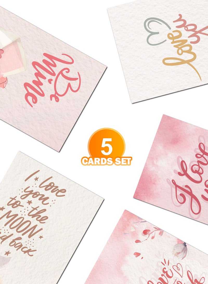 LOWHA Pack of 5 Greeting Cards with Lovely Designs and Blank Inner Pages to Write Your Love Message - Image 4