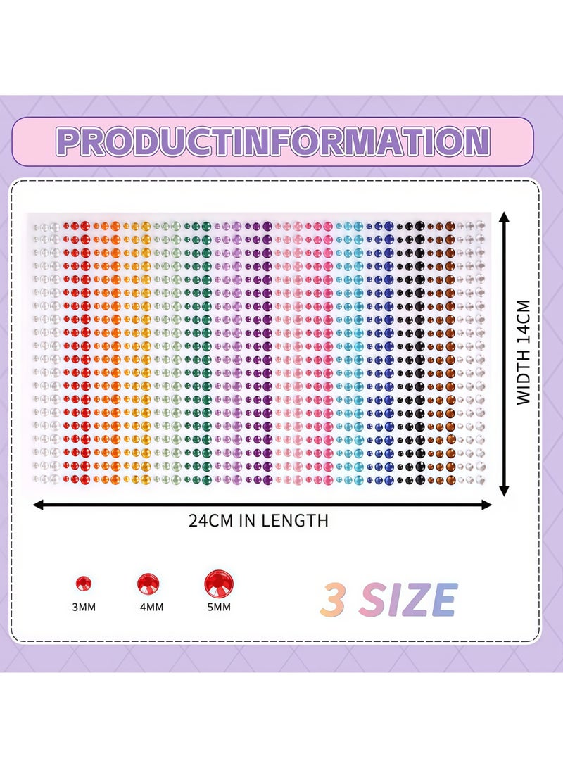 2 Pack, Total 1800 Pieces Self Adhesive Crystal Rhinestone Stickers, 15 Colors Kids DIY Embellishment Self Adhesive Jewels Sticker Colorful Diamond, Gem Sticker for Face, Hair, Nail, Craft, Clothes, Shoes, 3 mm to 5 mm Multicolored Diamond Stickers - Image 2