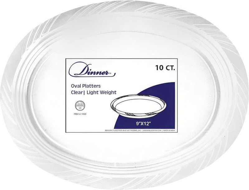 Blue Sky Dinner Collection Clear Oval Platters  9x12  10 Count  Disposable Plates for Parties and Events Pack of 2 - Image 2
