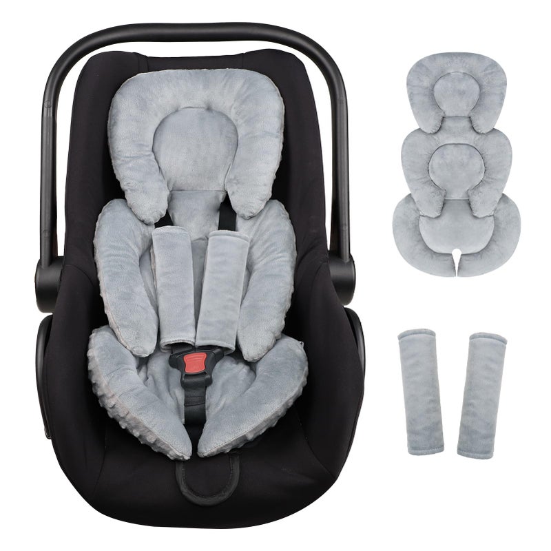 GFU Infant Car Seat Insert Head and Body Support, GFU Reversible Newborn Insert for Carseat with Strap Pads, Soft Stroller Cushion Pillow Insert for Boys and Girls, Fits for Stroller, Swing, Grey - Image 1