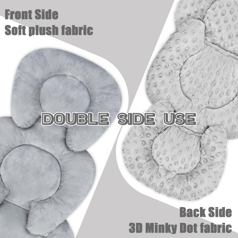 GFU Infant Car Seat Insert Head and Body Support, GFU Reversible Newborn Insert for Carseat with Strap Pads, Soft Stroller Cushion Pillow Insert for Boys and Girls, Fits for Stroller, Swing, Grey - Image 3