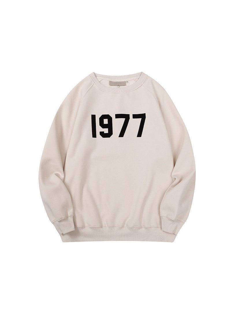 Generic - Essentials Oversize round Neck Fleece Lined Hoodie American Style High Street Trendy Brand INS Mens FOG Casual Long Sleeve Cotton Sweatshirt Apricot - Image 1