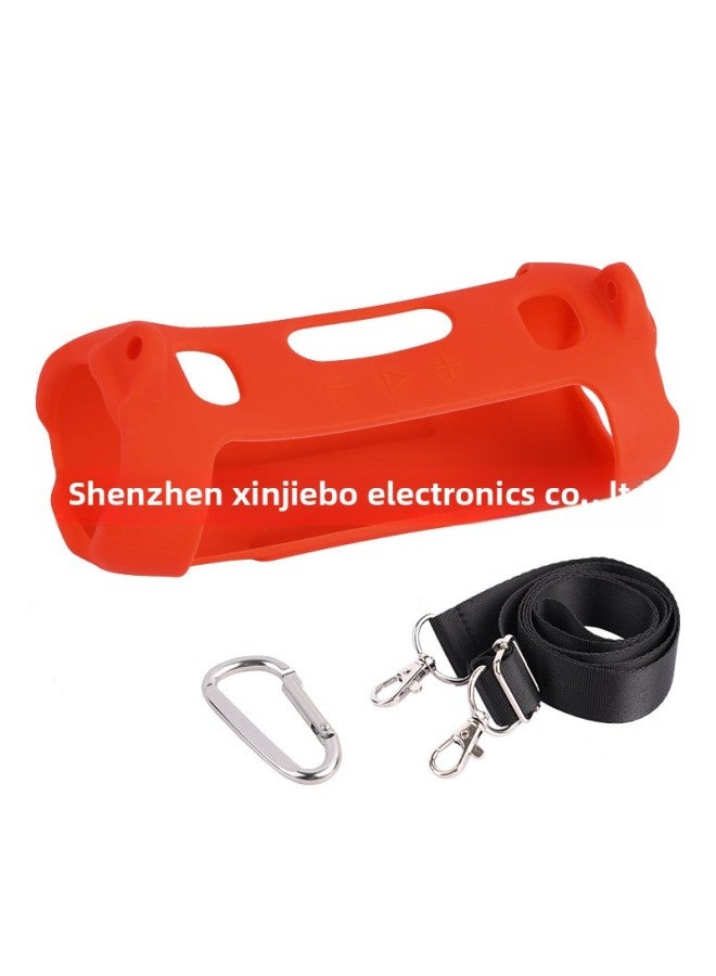 Suitable For JBL Charge6 Bluetooth Speaker Silicone Protective Case Shock Wave 6 Audio Shoulder Bag Portable Soft Case-Color:Red  - Image 1