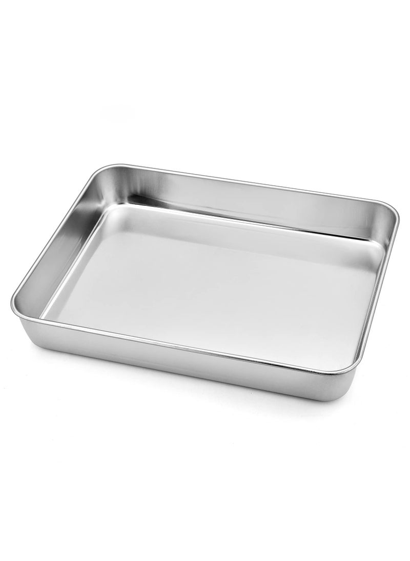 P&P CHEF PP CHEF Stainless Steel Sheet Cake Pan Rectangular Baking Pan for Lasagna Brownie Meats Cookie Tray Fits in Toaster Oven Easy Clean  Heavy Duty 93 Inch 1Pc 