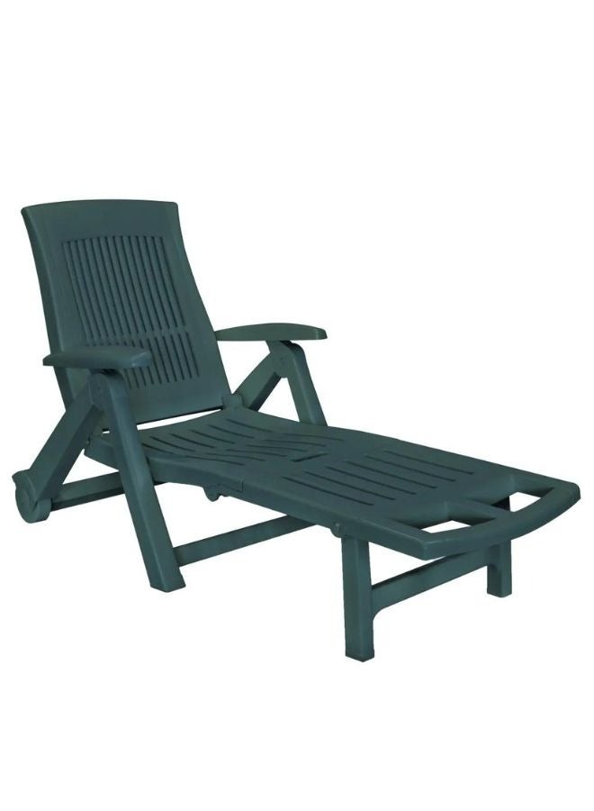 vidaxl vidaXL Sun Lounger with Footrest Plastic Green  - Image 1