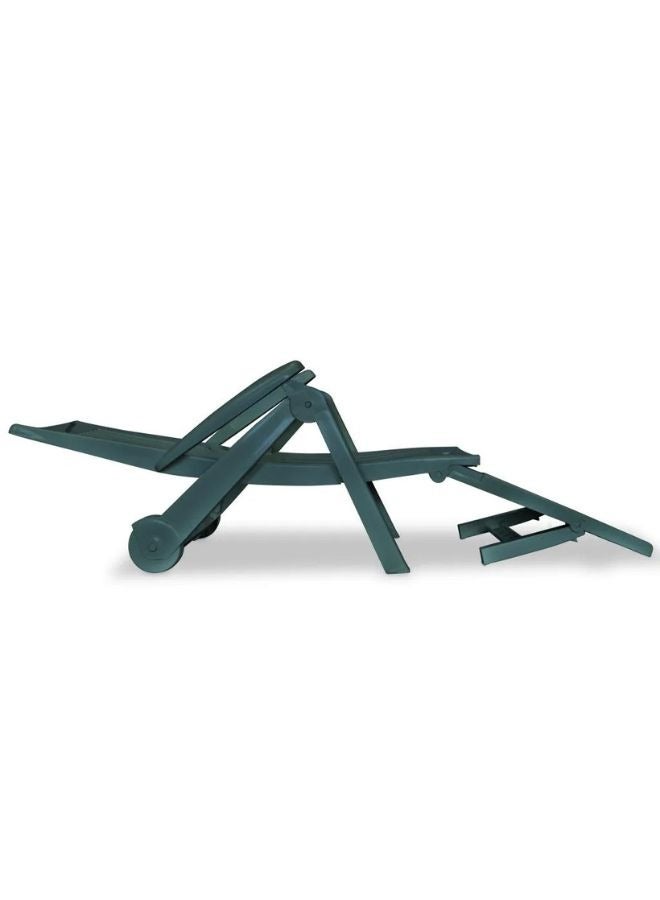 vidaxl vidaXL Sun Lounger with Footrest Plastic Green  - Image 2