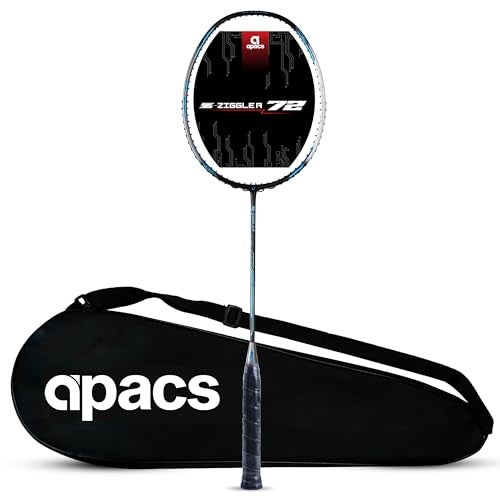 Apacs مضرب بادل زيججلر 72 (30 رطل، 72 جرام) غير مشدود مع غطاء كامل (أسود رمادي) ، جرافيت - Image 1