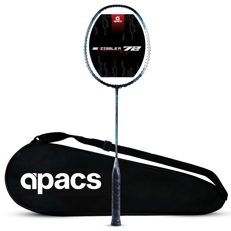 Apacs مضرب بادل زيججلر 72 (30 رطل، 72 جرام) غير مشدود مع غطاء كامل (أسود رمادي) ، جرافيت - Image 5