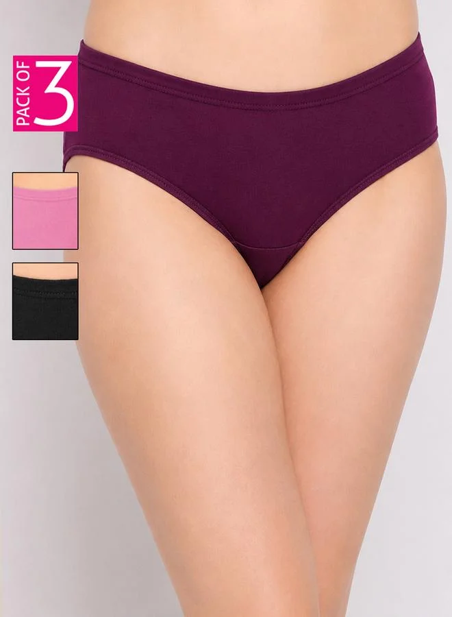 Clovia Pack of 3 - Mid Waist Hipster Panties