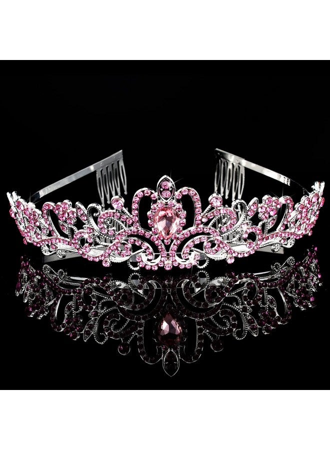CIEHER Princess Crown and Birthday Sash Set, Pink Birthday Crown Birthday Girl Crown Birthday Tiara for Women Birthday Birthday Decorations for Girls Birthday Crown and Sash for Girls Birthday Gifts - Image 2