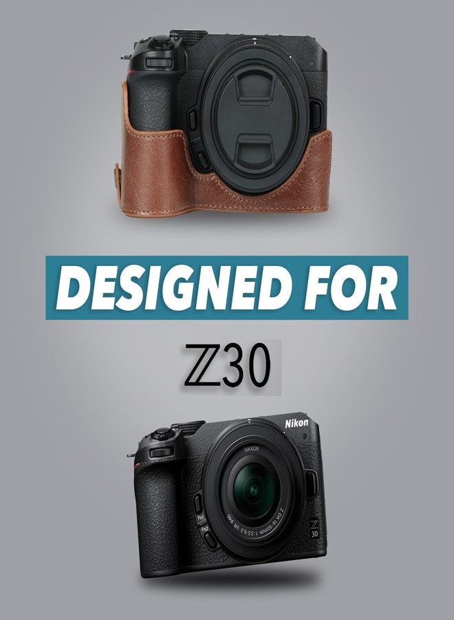 MegaGear Ever Ready Genuine Leather Half Camera Case Compatible with Nikon Z30 (Brown) - Image 3
