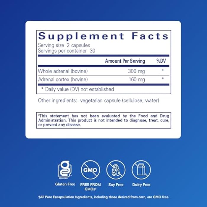 Pure Encapsulations Adrenal Cortex Supplement – Supplement to Support Cortisol Health, Energy Levels, Stress Moderation, and Gland Function – with Bovine Whole Adrenal & Cortex – 60 Capsules* - Image 2