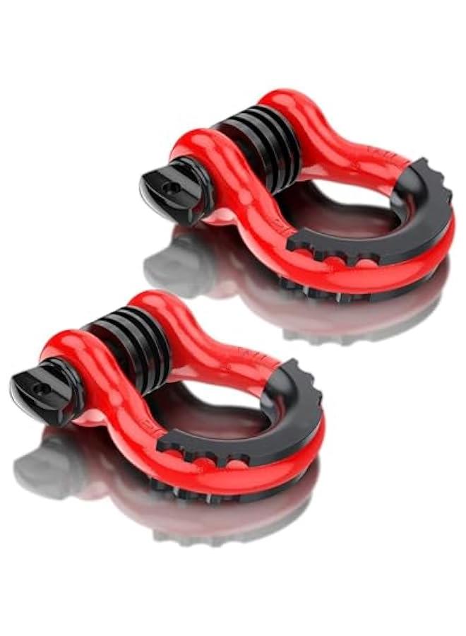 HOOKOR 2 Pack 3/4 D-Ring Shackle with 7/8 Screw Pin 41,887lbs Break Strength, Heavy Duty Off Road Recovery Shackle with Isolators Washers,Use for Tow Strap Winch Off Road Vehicle Recovery - Image 1