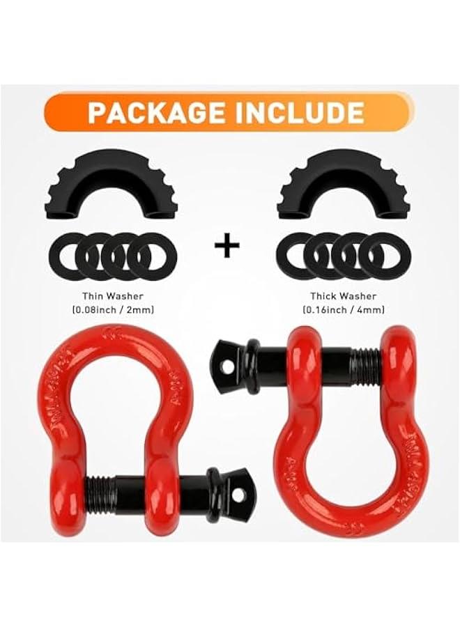 HOOKOR 2 Pack 3/4 D-Ring Shackle with 7/8 Screw Pin 41,887lbs Break Strength, Heavy Duty Off Road Recovery Shackle with Isolators Washers,Use for Tow Strap Winch Off Road Vehicle Recovery - Image 3