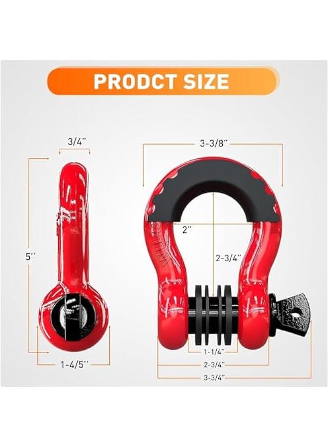 HOOKOR 2 Pack 3/4 D-Ring Shackle with 7/8 Screw Pin 41,887lbs Break Strength, Heavy Duty Off Road Recovery Shackle with Isolators Washers,Use for Tow Strap Winch Off Road Vehicle Recovery - Image 4