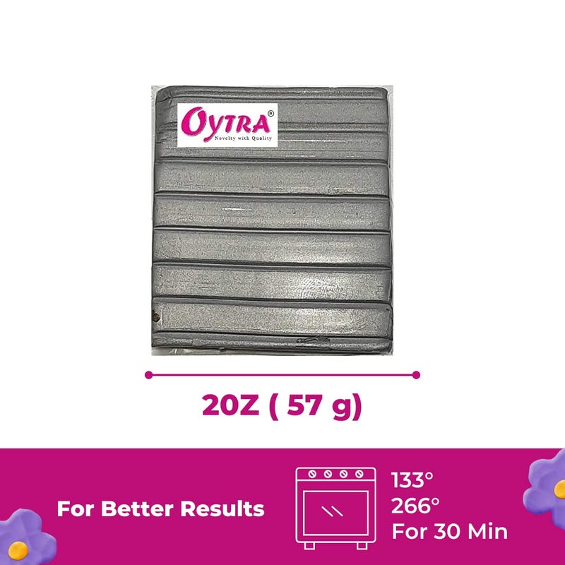 Oytra Oytra 50 Grams Polymer Oven Bake Clay Essence Series for Jewelry Miniature Making (Metallic Silver)  - Image 2